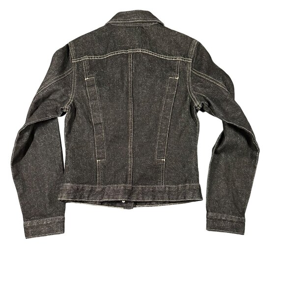 Vtg Guess Womens Medium Black Cropped Denim Trucker Jacket 80s 90s Made in USA - Picture 8 of 8